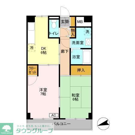 夏見ショッパーズ(2DK/3階)の間取り写真