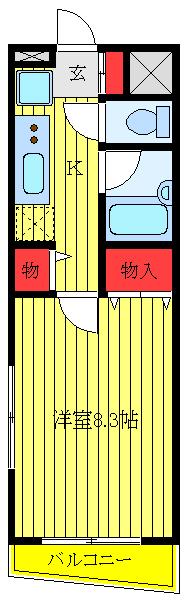 フレンドリーハイツII(1K/1階)の間取り写真