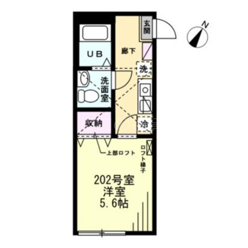 キバナテラス(1K/2階)の間取り写真