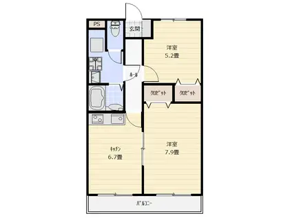 アーバンアベ(2DK/2階)の間取り写真