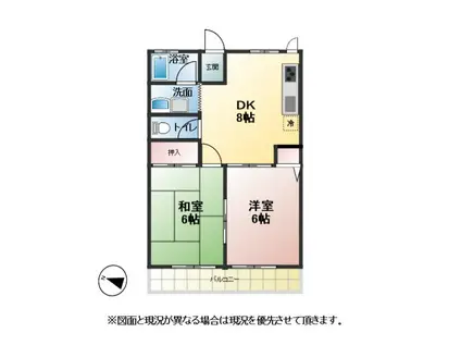 シークヴィラ愛宕(2DK/2階)の間取り写真