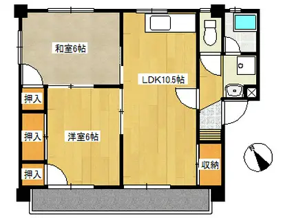 植田ビル(2LDK/2階)の間取り写真
