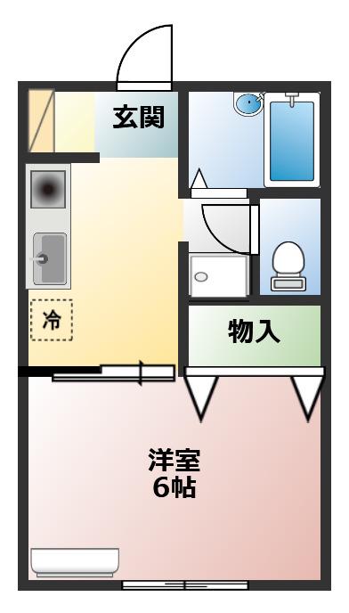 アレアI(1K/1階)の間取り写真