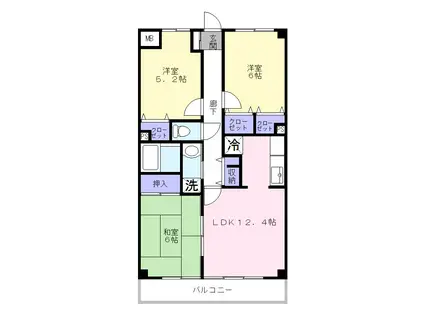 アレグリア芝山(2SLDK/1階)の間取り写真