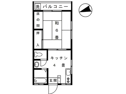 菊ハイム(1K/2階)の間取り写真