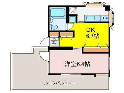 駒込オークビル(1DK/6階)の間取り写真