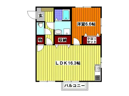 フェニックス(1LDK/3階)の間取り写真