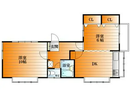 サンヨーB(2DK/1階)の間取り写真