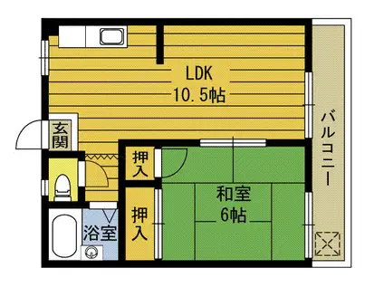 喜多屋ビル(1LDK/2階)の間取り写真