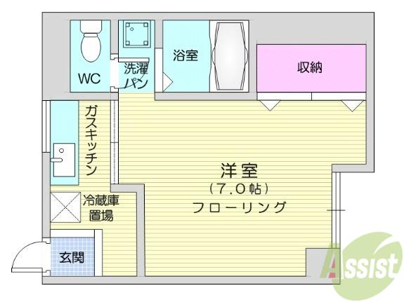 ジュネパレス(1K/2階)の間取り写真