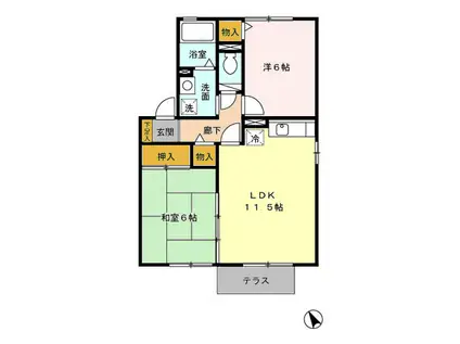 プログレス・アイ(2LDK/2階)の間取り写真