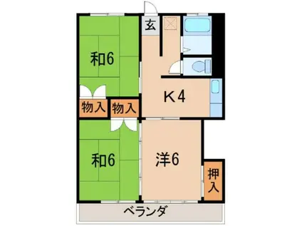 川寒ハイツ(3K/2階)の間取り写真