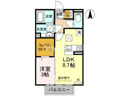 D-ROOM東高松II(1LDK/1階)の間取り写真
