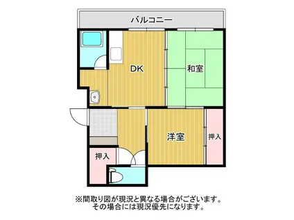 福吉丸アパート(2DK/3階)の間取り写真