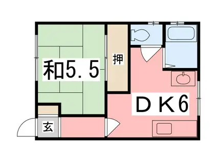 東口アパート(1DK/1階)の間取り写真