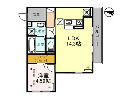 D-ROOM和田町(1LDK/1階)の間取り写真