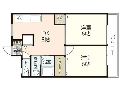 第3広田ビル(2LDK/4階)の間取り写真