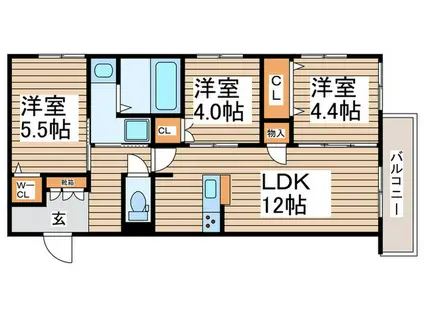 へーベルメゾン西葛西 W(3LDK/3階)の間取り写真