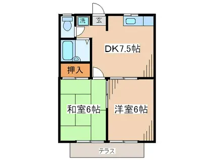 メゾンリエールIII(2DK/1階)の間取り写真