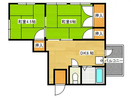 小松ビル2(2DK/3階)の間取り写真