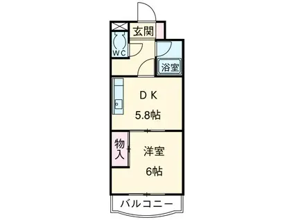 プリメーラ富塚(1DK/1階)の間取り写真