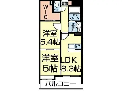 サムティ熊本近見II(2DK/8階)の間取り写真
