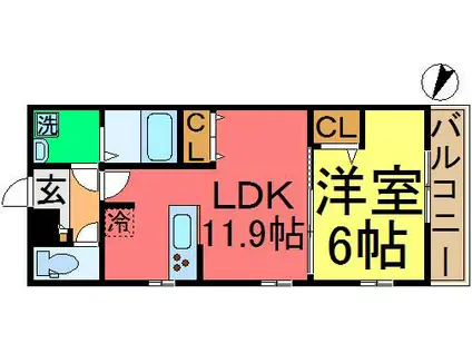 リブリ・興(1LDK/1階)の間取り写真