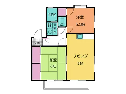 ラフィネII(2DK/1階)の間取り写真