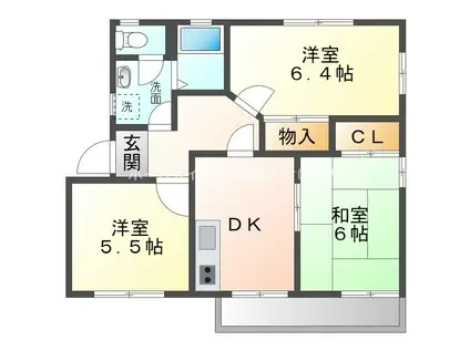 M1ハウス A(3DK/1階)の間取り写真