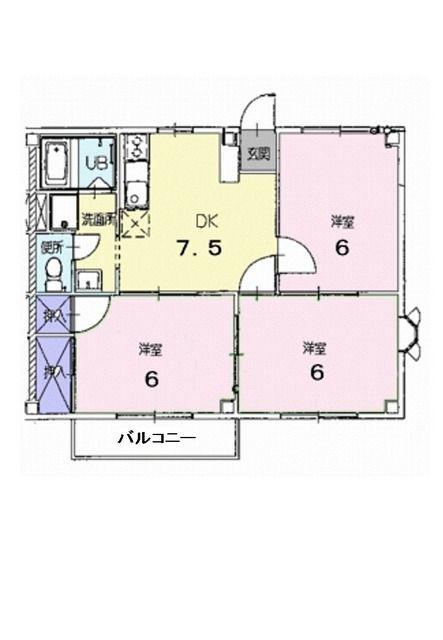 ドミールパル(3DK/2階)の間取り写真