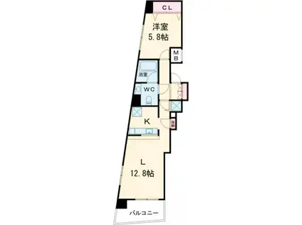 アーバンフラッツ町田(1LDK/12階)の間取り写真