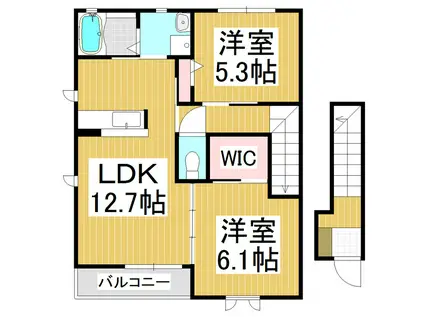 カーサファミリオ A棟(2LDK/2階)の間取り写真