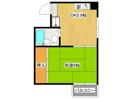 タツミハイツ(1DK/3階)の間取り写真