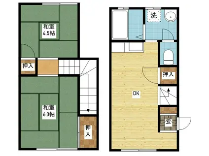 ダムール田上(2LDK/1階)の間取り写真