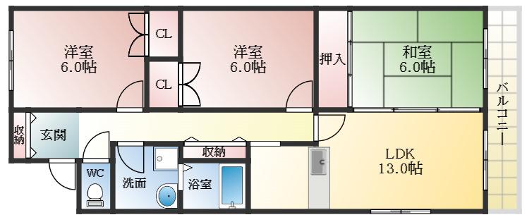 ファイブグレース(3LDK/5階)の間取り写真