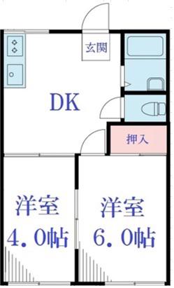ハイツトキザキ(2DK/1階)の間取り写真