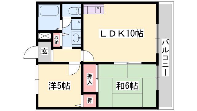サンエクレールB(2LDK/2階)の間取り写真