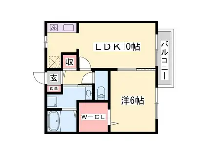 アビタシオン(1LDK/1階)の間取り写真