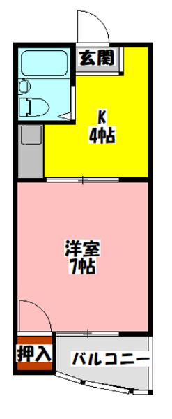 メイゾンV(1K/4階)の間取り写真