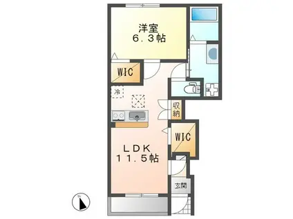 RUCOTAII(1LDK/1階)の間取り写真