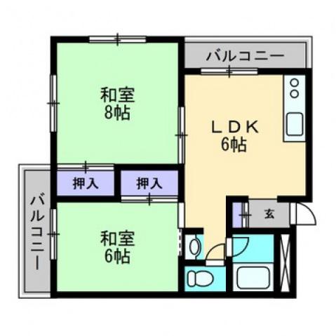 ラフォート牛田(2LDK/4階)の間取り写真