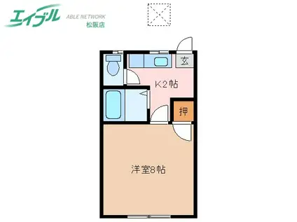 プラザイン10(1K/2階)の間取り写真