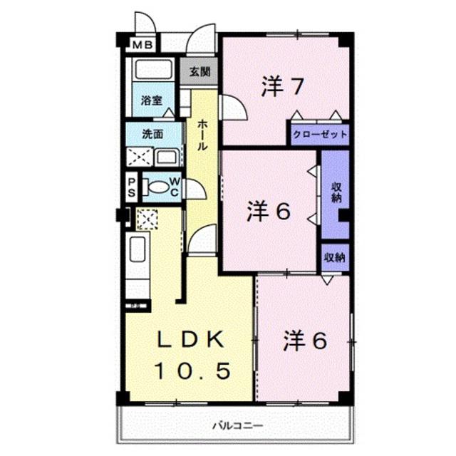 カーサグリーンII(3LDK/3階)の間取り写真