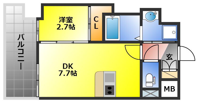 RESIDENCE花畑(1DK/10階)の間取り写真