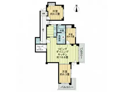 牛田ハイム(3LDK/7階)の間取り写真
