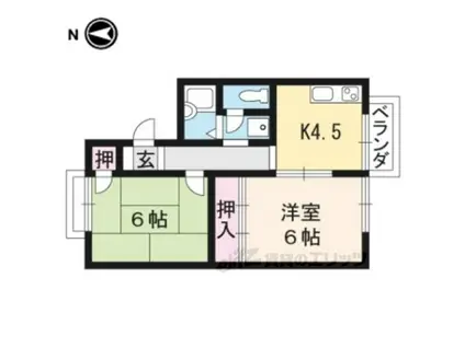 ヴァンベール徳田(2DK/2階)の間取り写真