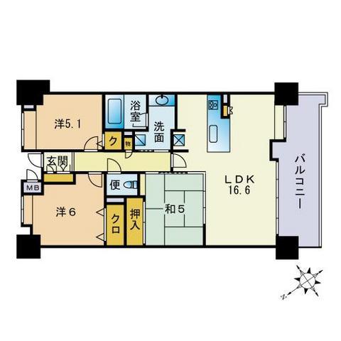 ロフティ吉塚駅前弐番館(3LDK/5階)の間取り写真