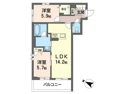 サン宮前(2LDK/4階)の間取り写真