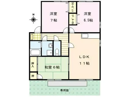 パークアベニュー(3LDK/1階)の間取り写真