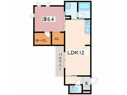 VILLA CREST(1LDK/3階)の間取り写真